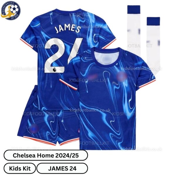 Chelsea Home Kids Football Kit 2024_25 – JAMES 24 (With Socks) – Fan Version-over view