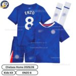 Chelsea Home Kids Football Kit 2025_26 – ENZO 8 -over view with socks