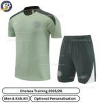 Chelsea Training Men & Kids Football Kit 2025_26 (No Socks) – Green-front view