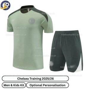 Chelsea Training Men & Kids Football Kit 2025_26 (No Socks) – Green-front view