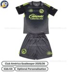 Club América Goalkeeper Kids Football Kit 2025_26 (No Socks) – Black-front view