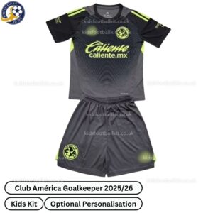 Club América Goalkeeper Kids Football Kit 2025_26 (No Socks) – Black-front view