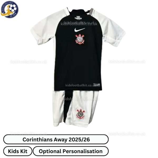 Corinthians Away Kids Football Kit 2025_26-front view
