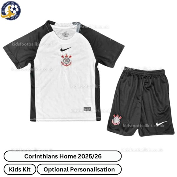 Corinthians Home Kids Football Kit 2025_26-front view