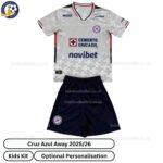 Cruz Azul Away Kids Football Kit 2025_26 (No Socks) – Fan version-front view
