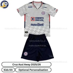 Cruz Azul Away Kids Football Kit 2025_26 (No Socks) – Fan version-front view