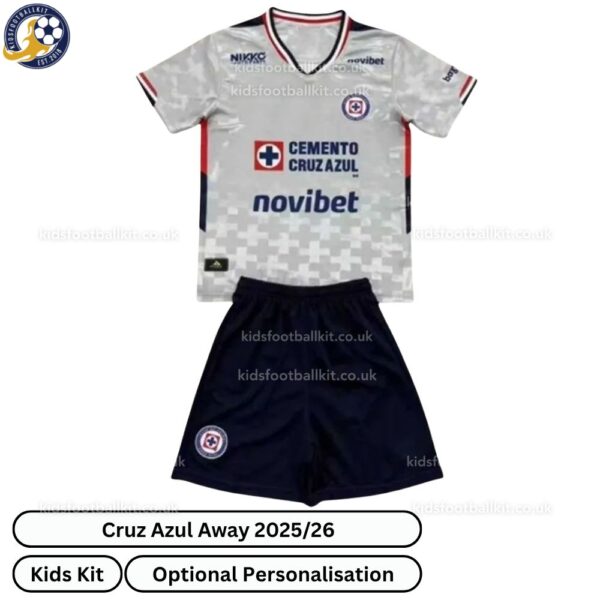 Cruz Azul Away Kids Football Kit 2025_26 (No Socks) – Fan version-front view
