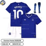 Everton Home Kids Football Kit 2025_26 – NDIAYE 10 -over view with socks