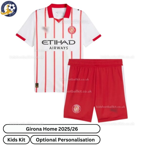Girona Home Kids Football Kit 2025_26 -front view