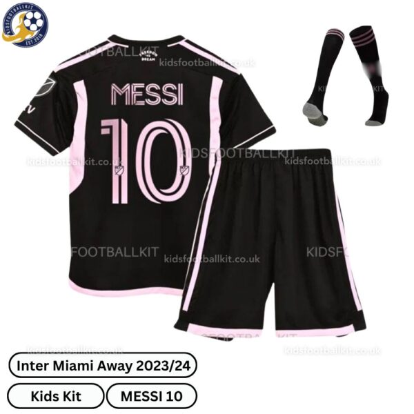 Inter Miami Away Kids Football Kit 2023_24 – MESSI 10 - front view with socks