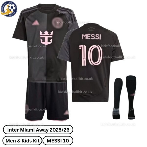 Inter Miami Away Men & Kids Football Kit 2025_26 – MESSI 10 - over view with socks