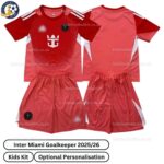 Inter Miami Goalkeeper Kids Football Kit 2025_26 – Red-over view