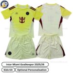 Inter Miami Goalkeeper Kids Football Kit 2025_26 – Yellow-over view