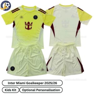 Inter Miami Goalkeeper Kids Football Kit 2025_26 – Yellow-over view