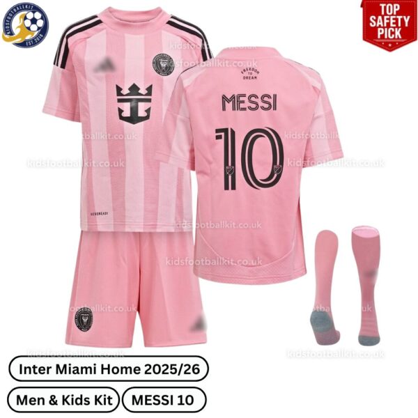 Inter Miami Home Men & Kids Football Kit 2025_26 – MESSI 10 - over view with socks