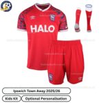 Ipswich Town Away Kids Football Kit 2025_26 -front view with socks