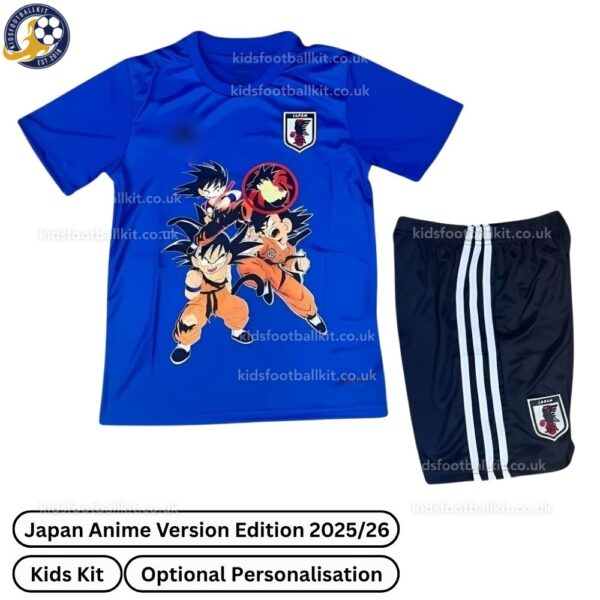 Japan Anime Version Edition Kids Football Kit 2025_26 (No Socks) – Blue-front view