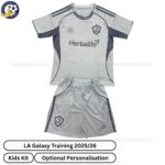 LA Galaxy Training Kids Football Kit 2025_26 (No Socks) – Grey-front view