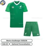 Mexico Goalkeeper Kids Football Kit 2025_26 (No Socks) – Green Fan Version-front view