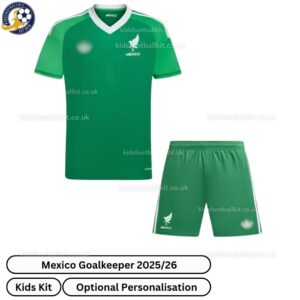 Mexico Goalkeeper Kids Football Kit 2025_26 (No Socks) – Green Fan Version-front view