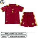 Mexico Golden Cup Kids Football Kit 2025_26 (No Socks) – Red Fan Version-front view