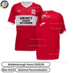 Middlesbrough Home Men Football Shirt 2025_26-over view