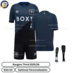 Rangers Third Kids Football Kit 2025_26 -over view with socks
