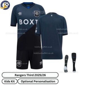 Rangers Third Kids Football Kit 2025_26 -over view with socks