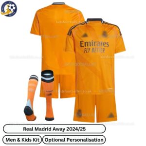 Real Madrid Away Men & Kids Football Kit 2024_25- over view with socks