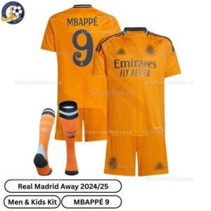 Real Madrid Away Men & Kids Football Kit 2024_25 – MBAPPÉ 9 - over view with socks