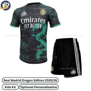 Real Madrid Dragon Edition Kids Football Kit 2025_26 - Green - front view