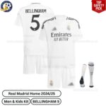 Real Madrid Home Men & Kids Football Kit 2024_25 – BELLINGHAM 5 - over view with socks