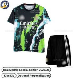 Real Madrid Special Edition Kids Football Kit 2025_26 - Green Black - front view