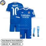 Real Madrid Third Kids Football Kit 2025_26 – MBAPPÉ 10 -over view with socks