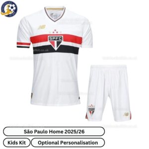 São Paulo Home Kids Football Kit 2025_26 -front view