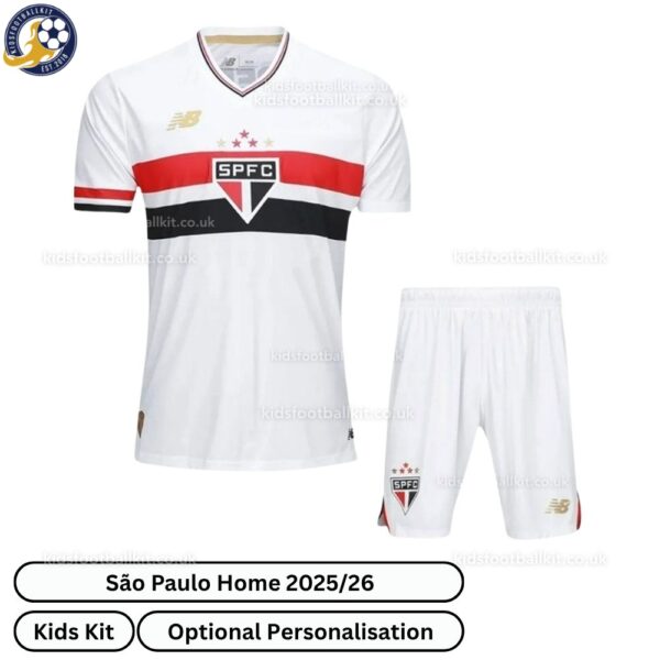 São Paulo Home Kids Football Kit 2025_26 -front view