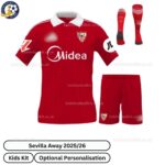 Sevilla Away Kids Football Kit 2025_26 - front view with socks