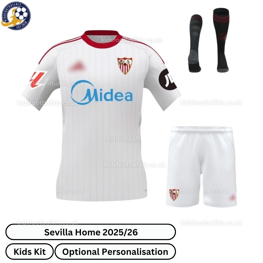 Sevilla Home Kids Football Kit 2025/26 (With socks)