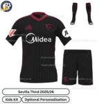 Sevilla Third Kids Football Kit 2025_26 -front view with socks