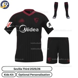 Sevilla Third Kids Football Kit 2025_26 -front view with socks