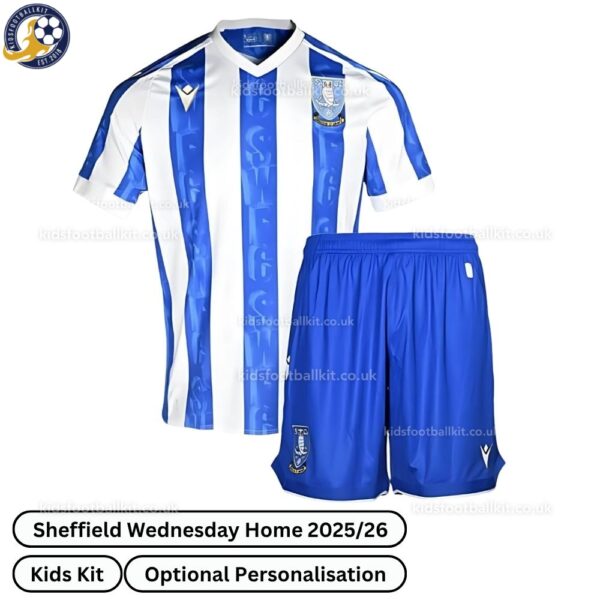 Sheffield Wednesday Home Kids Football Kit 2025_26 -front view