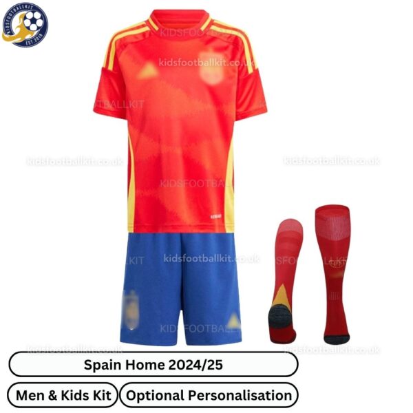 Spain Home Men & Kids Football Kit 2024_25 - front view with socks