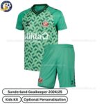 Sunderland Goalkeeper Kids Football Kit 2024_25 (No Socks) – Green-front view