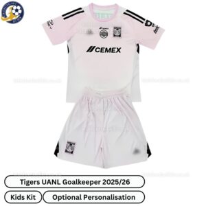 Tigers UANL Goalkeeper Kids Football Kit 2025_26 (No Socks) – Fan version-front view