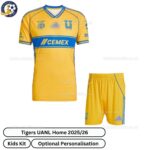 Tigers UANL Home Kids Football Kit 2025_26 (No Socks) – Fan version-front view
