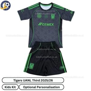 Tigers UANL Third Kids Football Kit 2025_26 (No Socks) – Fan version-front view