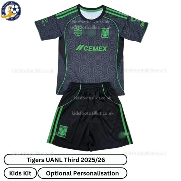 Tigers UANL Third Kids Football Kit 2025_26 (No Socks) – Fan version-front view