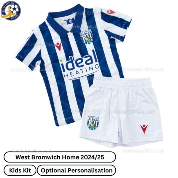 West Bromwich Home Kids Football Kit 2024_25 (No Socks)-front view