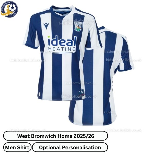 West Bromwich Home Men Football Shirt 2025_26-over view