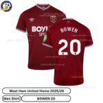 West Ham United Home Men Football Shirt 2025_26 – BOWEN 20-over view